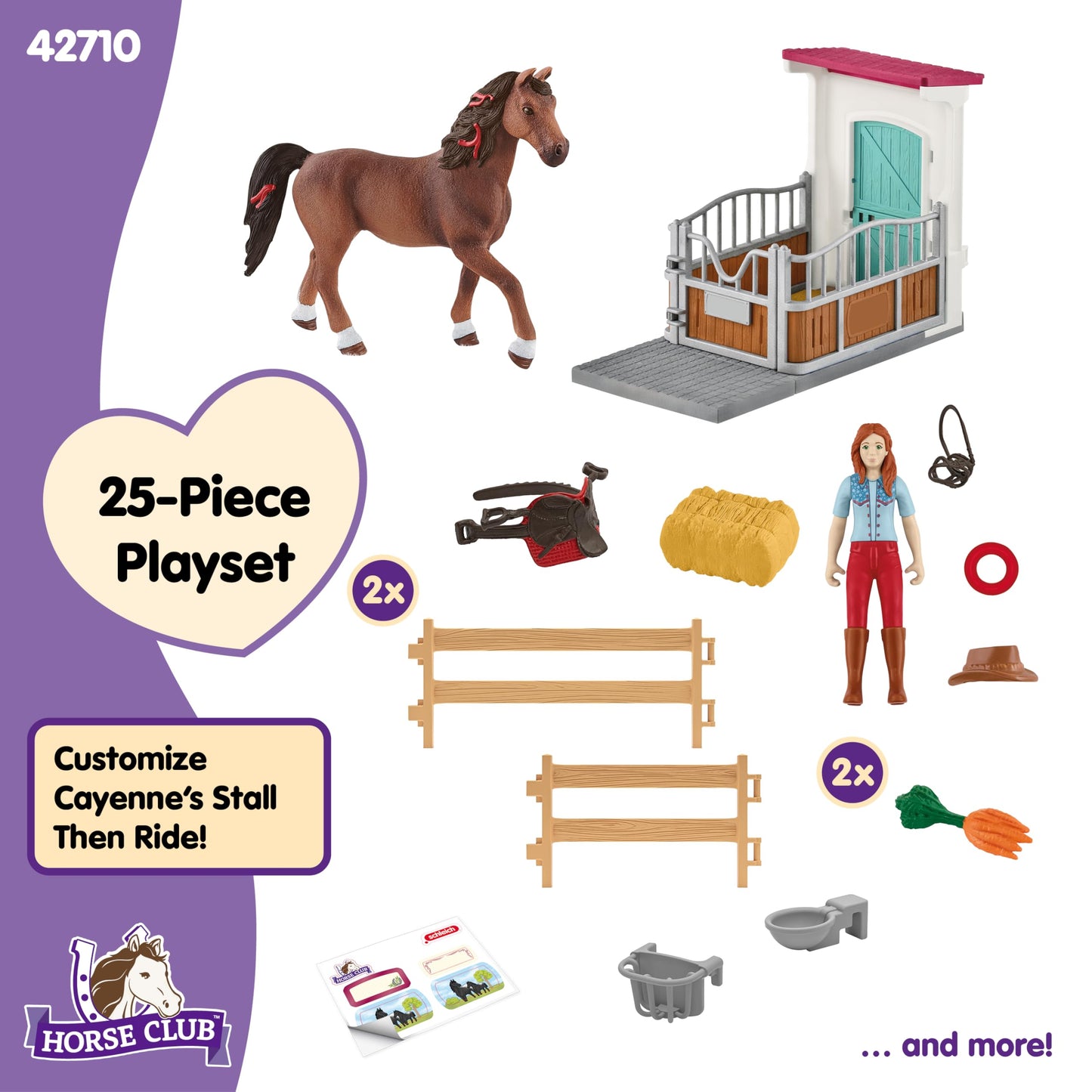 Schleich Horse Club Hannah & Cayenne Stable Playset – 25-Piece with Custom Name Tag