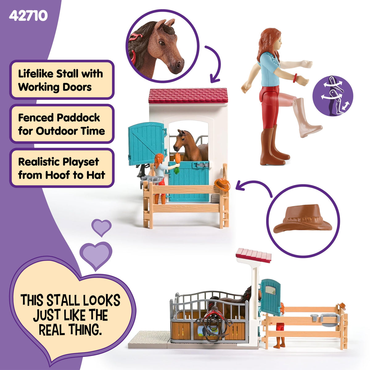 Schleich Horse Club Hannah & Cayenne Stable Playset – 25-Piece with Custom Name Tag