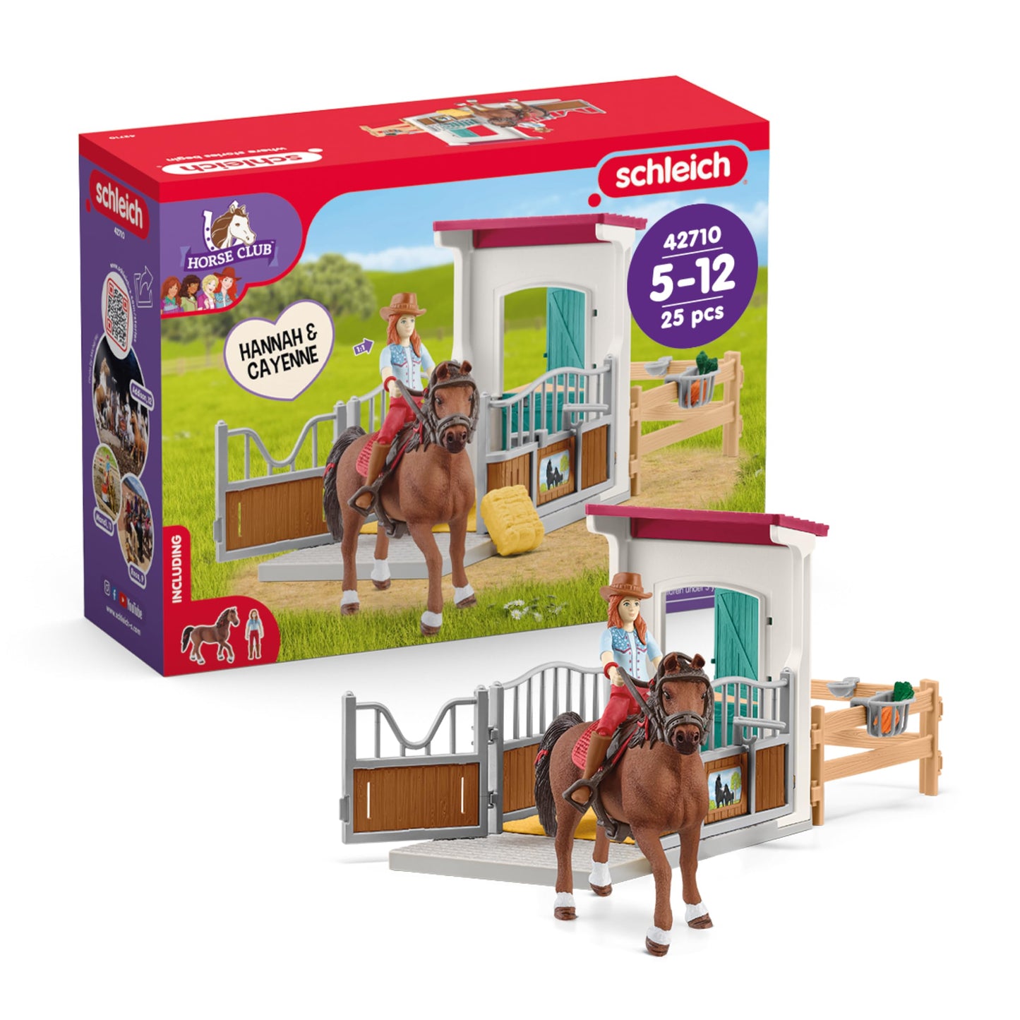 Schleich Horse Club Hannah & Cayenne Stable Playset – 25-Piece with Custom Name Tag