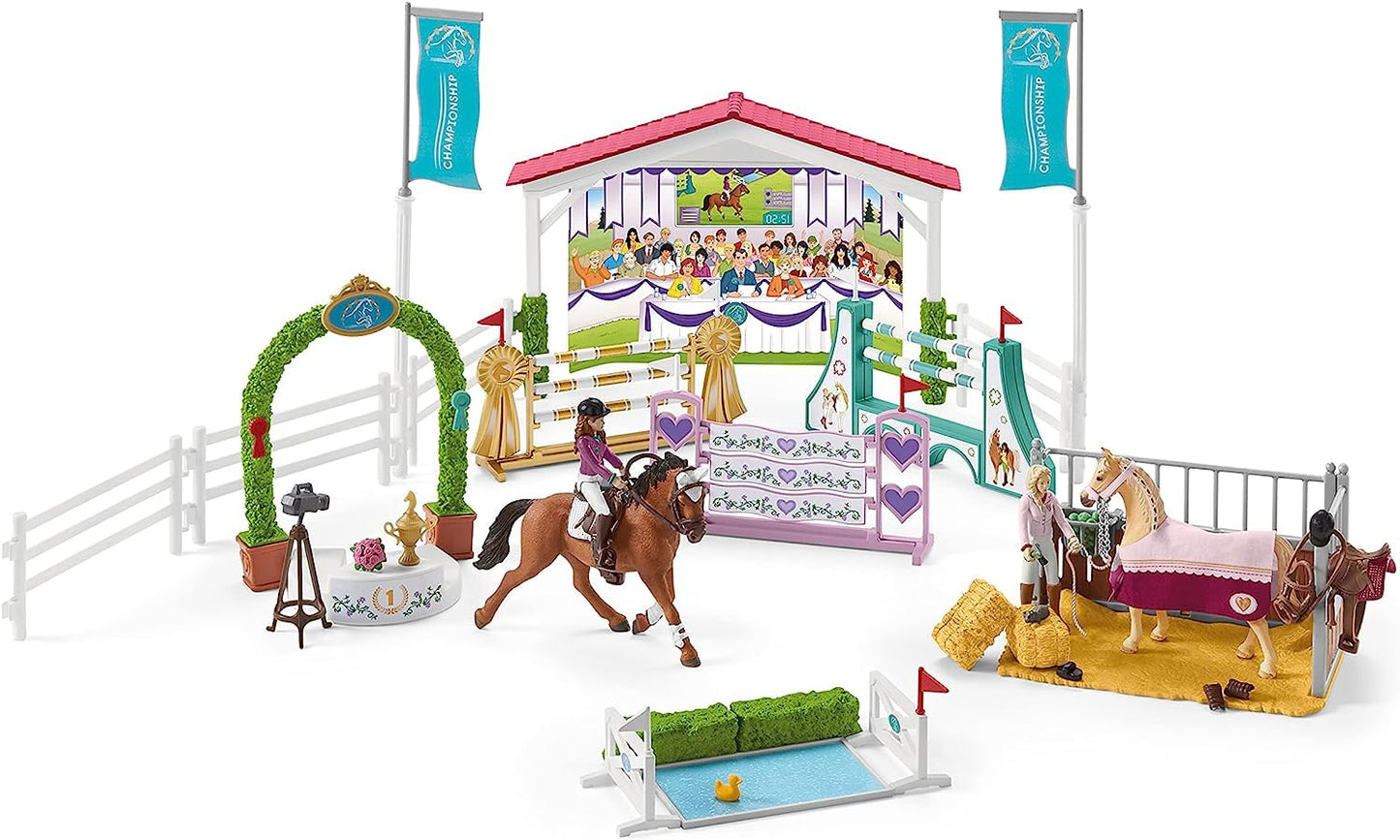 Schleich Horse Club 86-Piece Friendship Horse Tournament Playset – Arabian & Trakehner Mares + Dolls