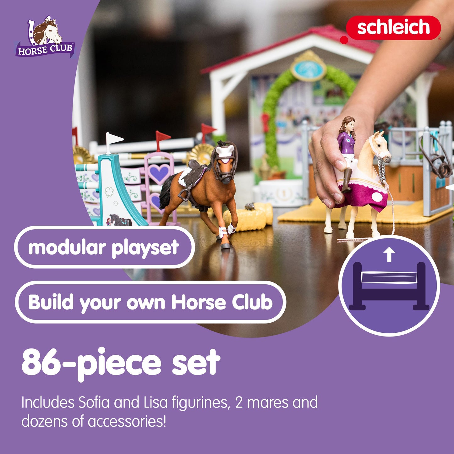 Schleich Horse Club 86-Piece Friendship Horse Tournament Playset – Arabian & Trakehner Mares + Dolls