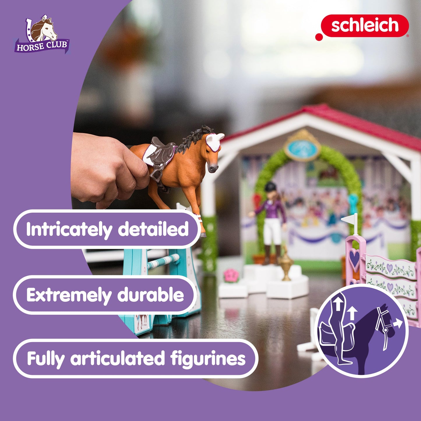 Schleich Horse Club 86-Piece Friendship Horse Tournament Playset – Arabian & Trakehner Mares + Dolls