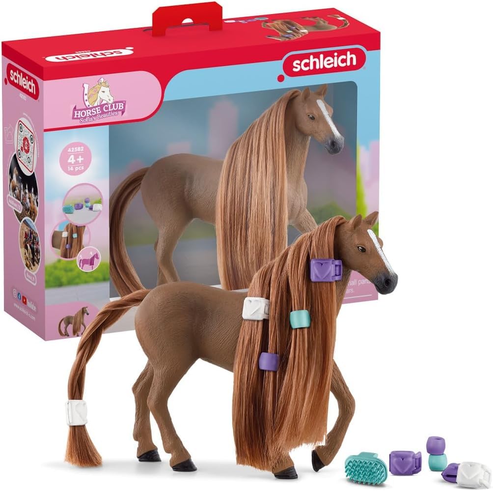 Schleich Horse Club Sofia's Beauties English Thoroughbred Mare – Brushable Mane & Tail, 14-Piece Set (Ages 4+)