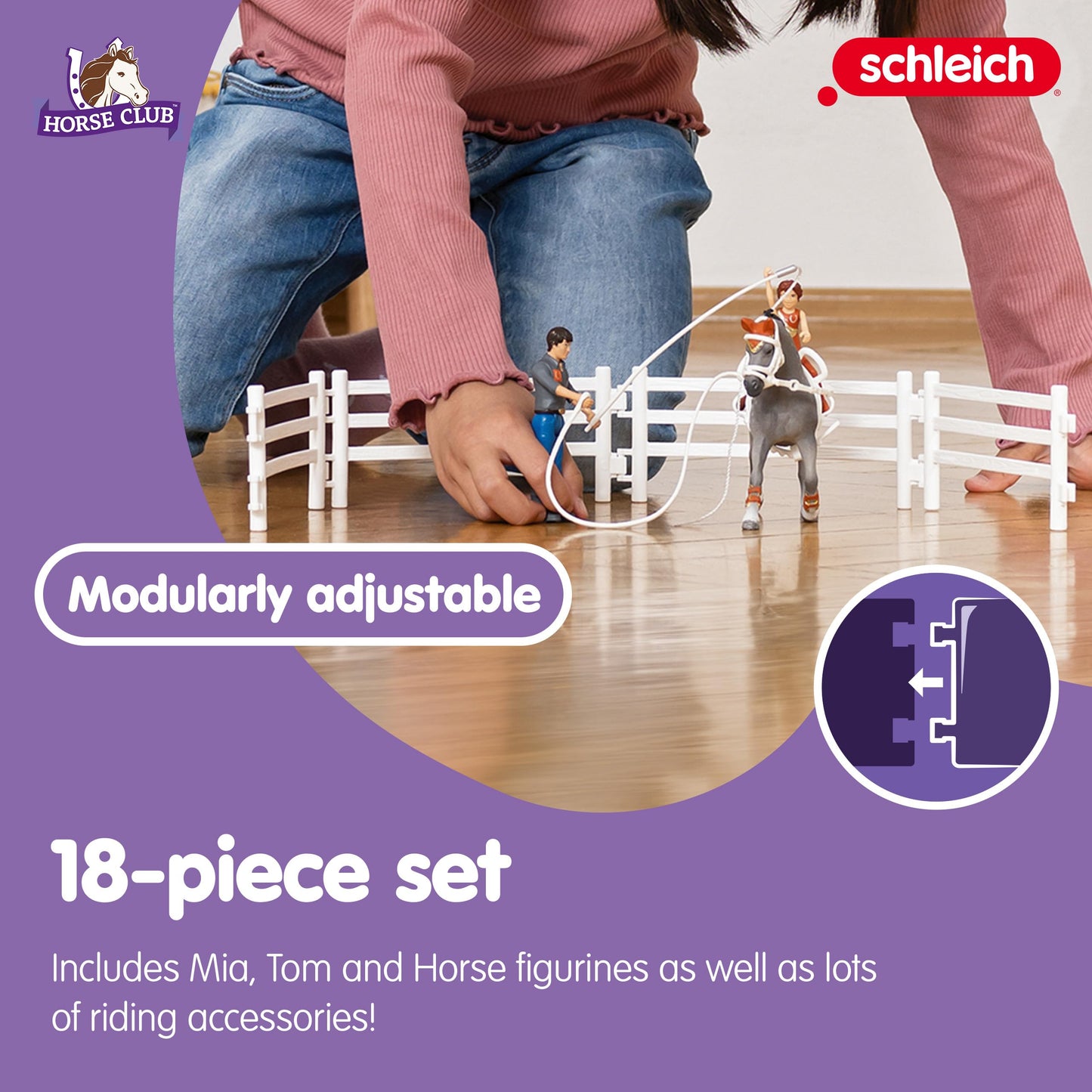 Schleich HORSE CLUB Mia's Vaulting Set – 18-Piece Horse Play Set for Kids 5-12
