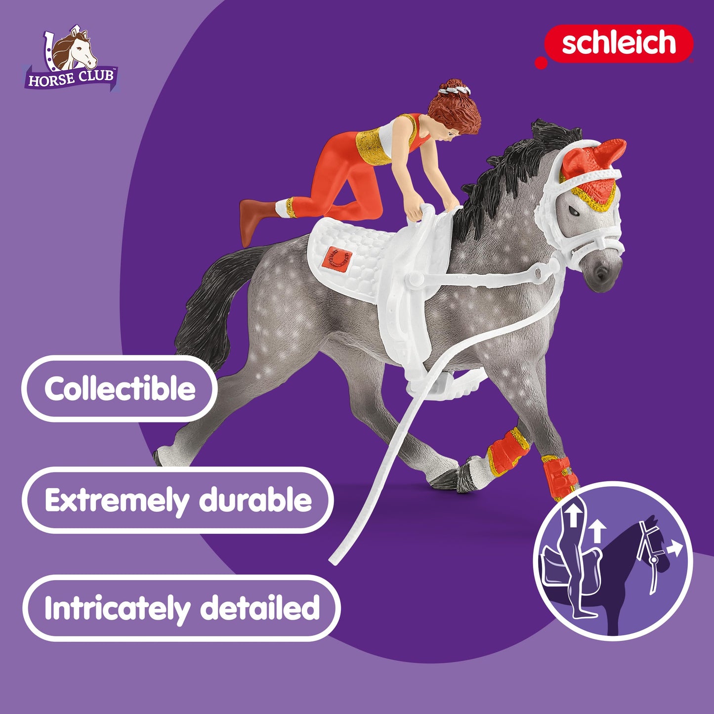 Schleich HORSE CLUB Mia's Vaulting Set – 18-Piece Horse Play Set for Kids 5-12