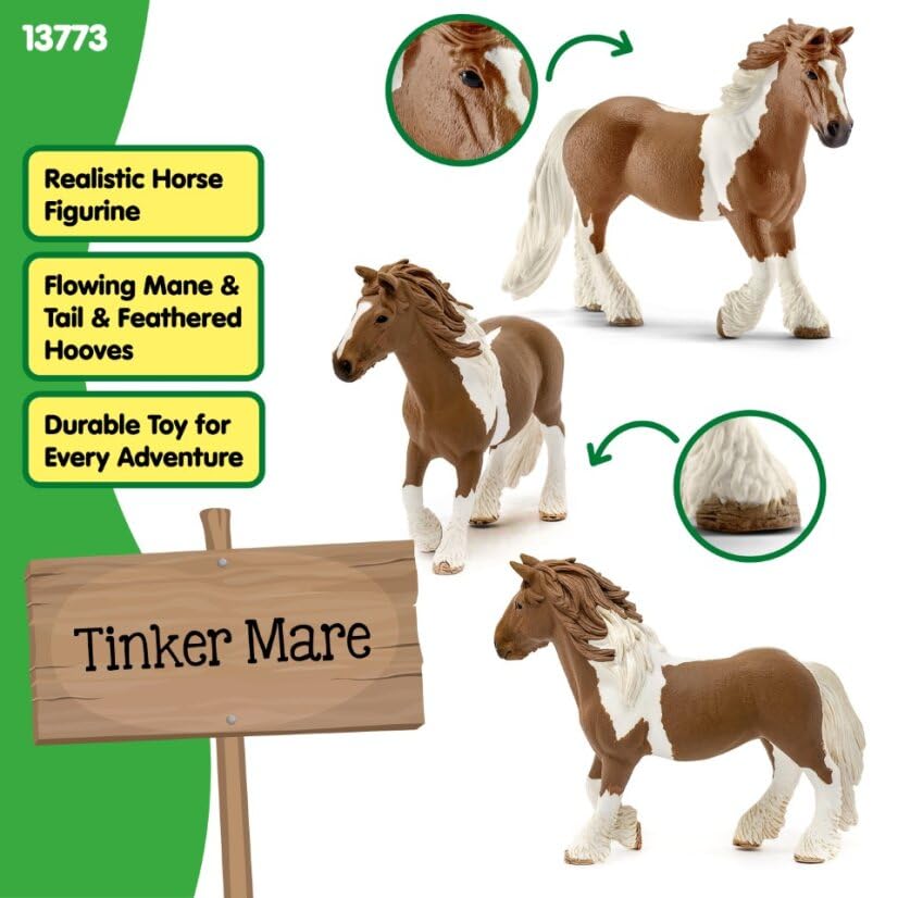 Schleich Farm World Realistic Tinker Mare Horse Figurine – Detailed, Durable Farm Toy for Kids 3+