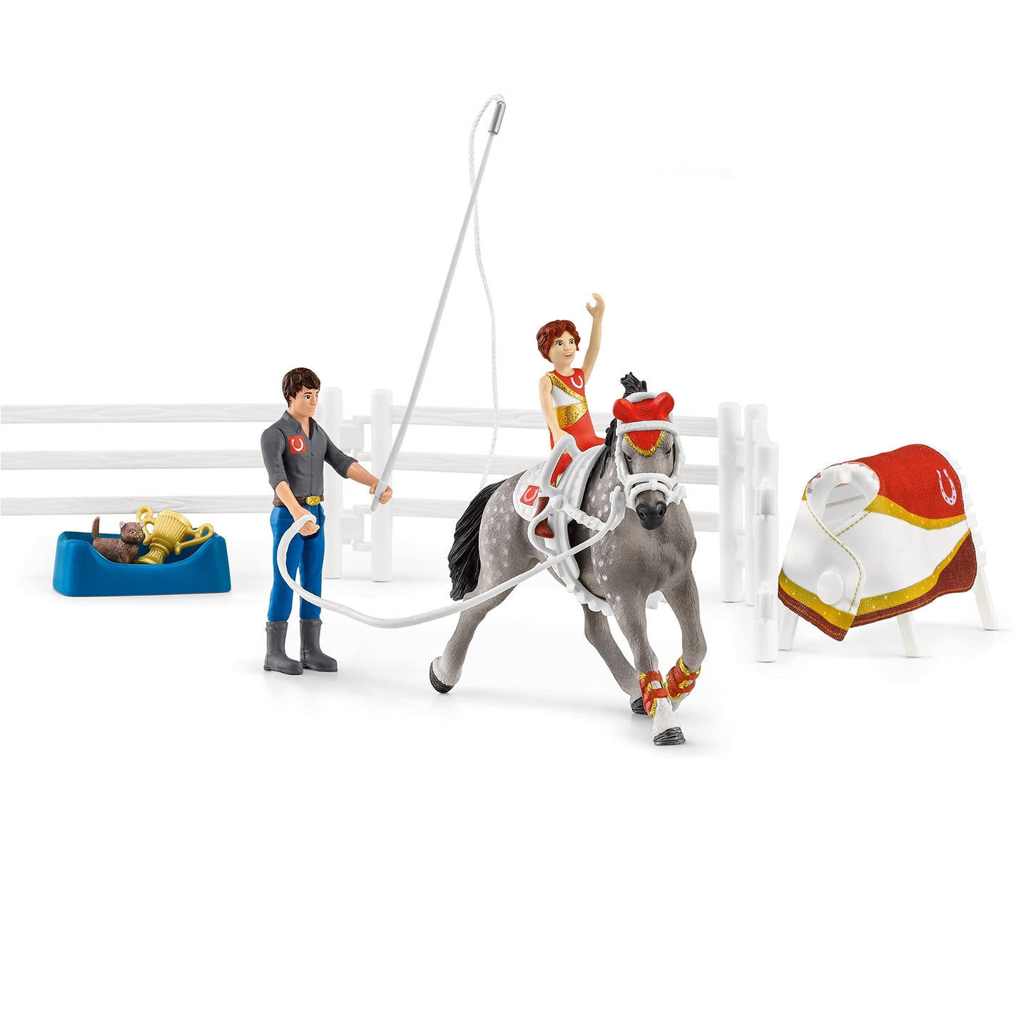 Schleich HORSE CLUB Mia's Vaulting Set – 18-Piece Horse Play Set for Kids 5-12