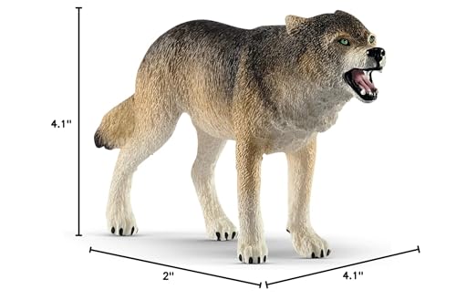 Schleich Wild Life Prowling Gray Wolf Figurine – Realistic Forest Animal Toy for Kids 3+