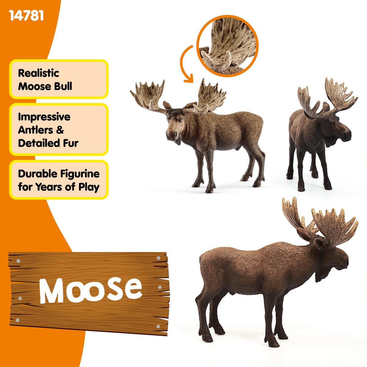 Schleich Wild Life Moose Bull Figurine – Realistic Animal Toy for Kids 3-8