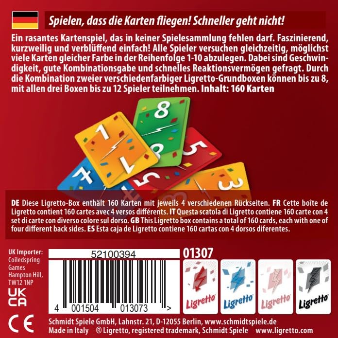 Ligretto Red Card Game by Schmidt – 2-4 Players, 10-Minute Family Play (Ages 8+) English Version