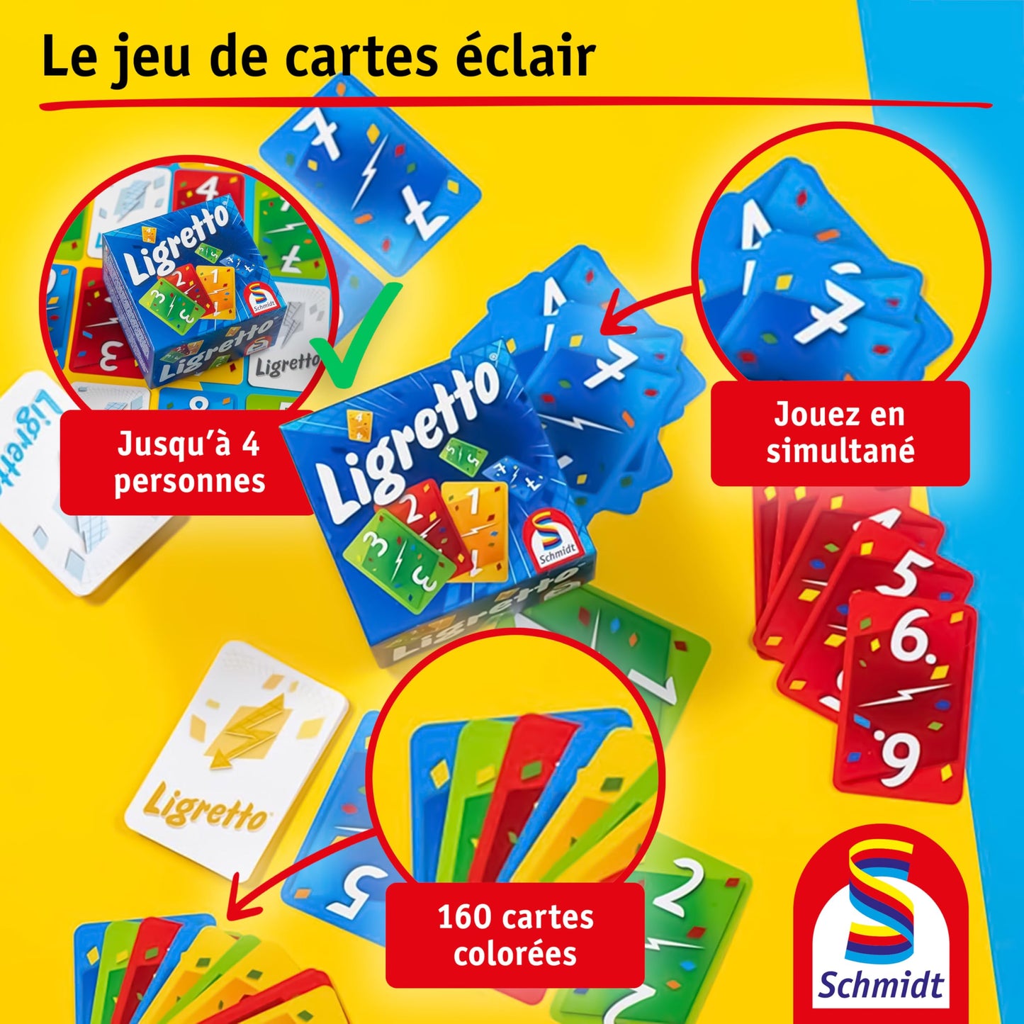 Ligretto Red Card Game by Schmidt – 2-4 Players, 10-Minute Family Play (Ages 8+) English Version