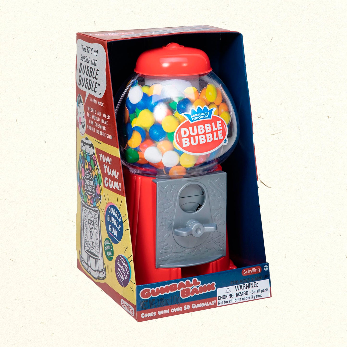 Schylling Classic Retro Gumball Coin Bank – 8.5-inch Tall with 50+ Dubble Bubble Gumballs | Ages 3+