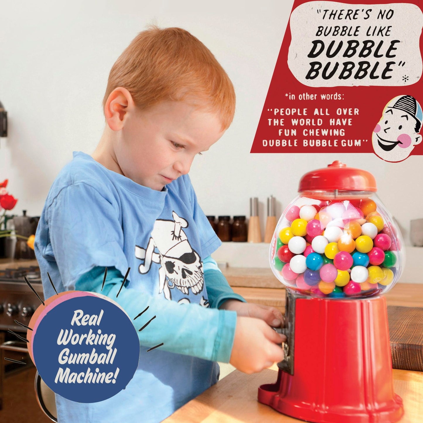 Schylling Classic Retro Gumball Coin Bank – 8.5-inch Tall with 50+ Dubble Bubble Gumballs | Ages 3+