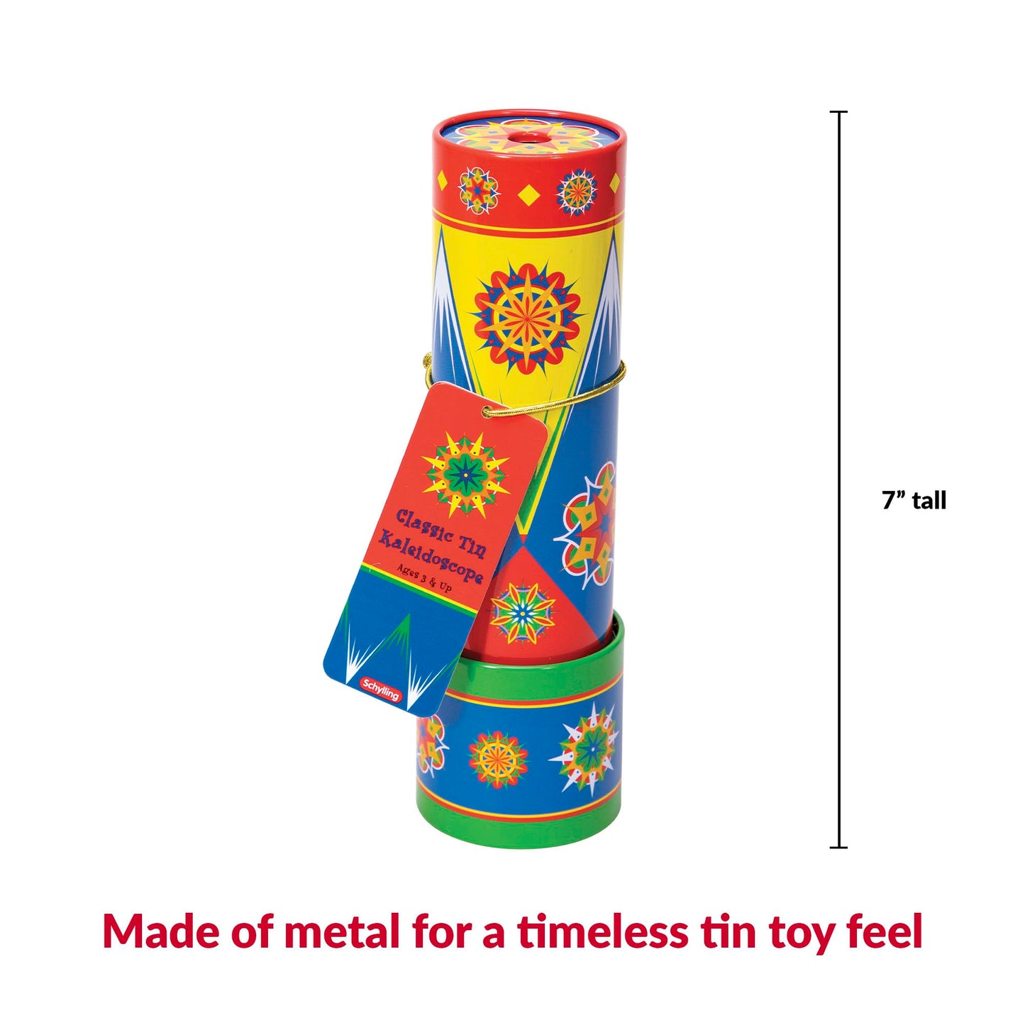 Schylling Classic Tin Kaleidoscope - Durable Metal Toy for Colorful Pattern-Changing Fun (Ages 3+)