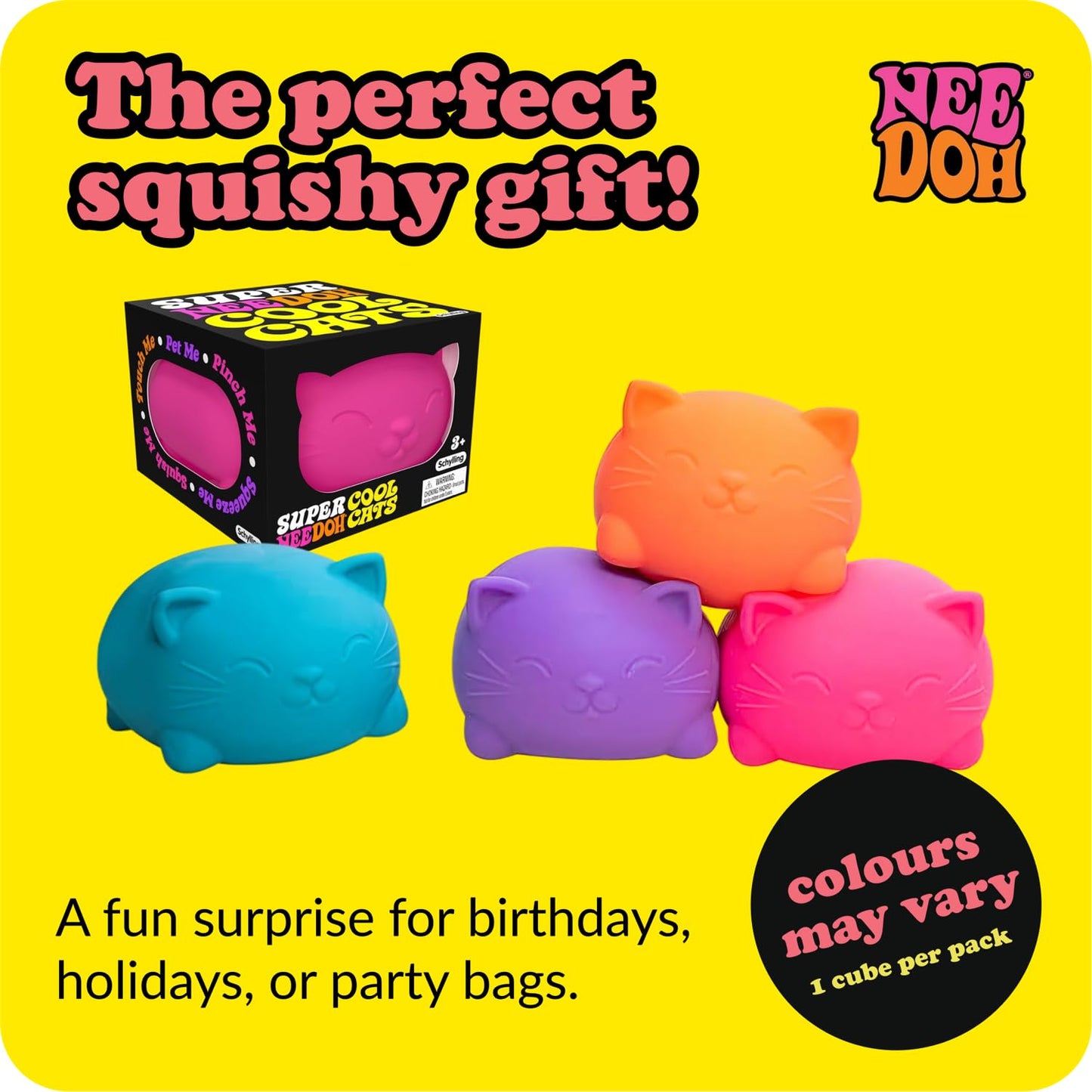 Schylling NeeDoh Super Cool Cat – Sensory Fidget Toy (Ages 3+)