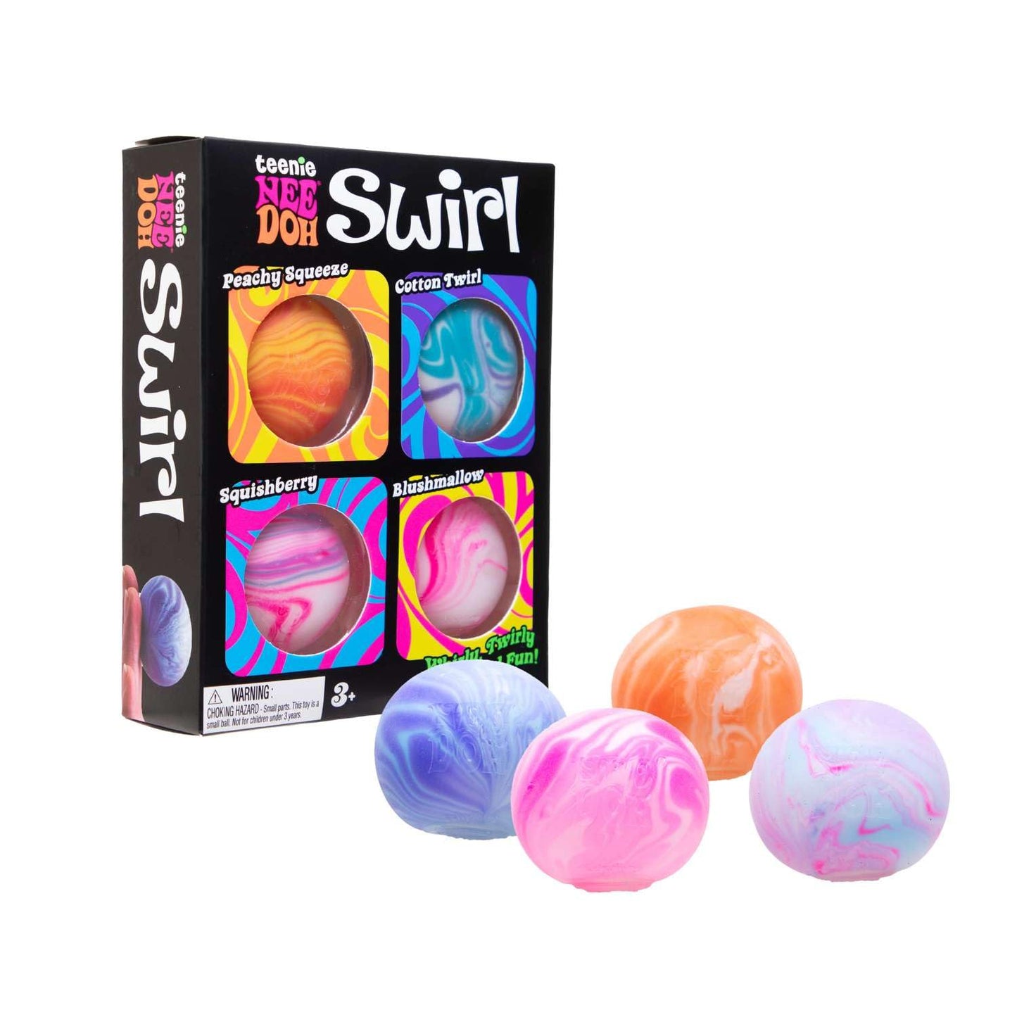 Schylling NeeDoh Teenie Swirl 4 Pack – Sensory Squeeze Toys, 1.5 Inch Diameter