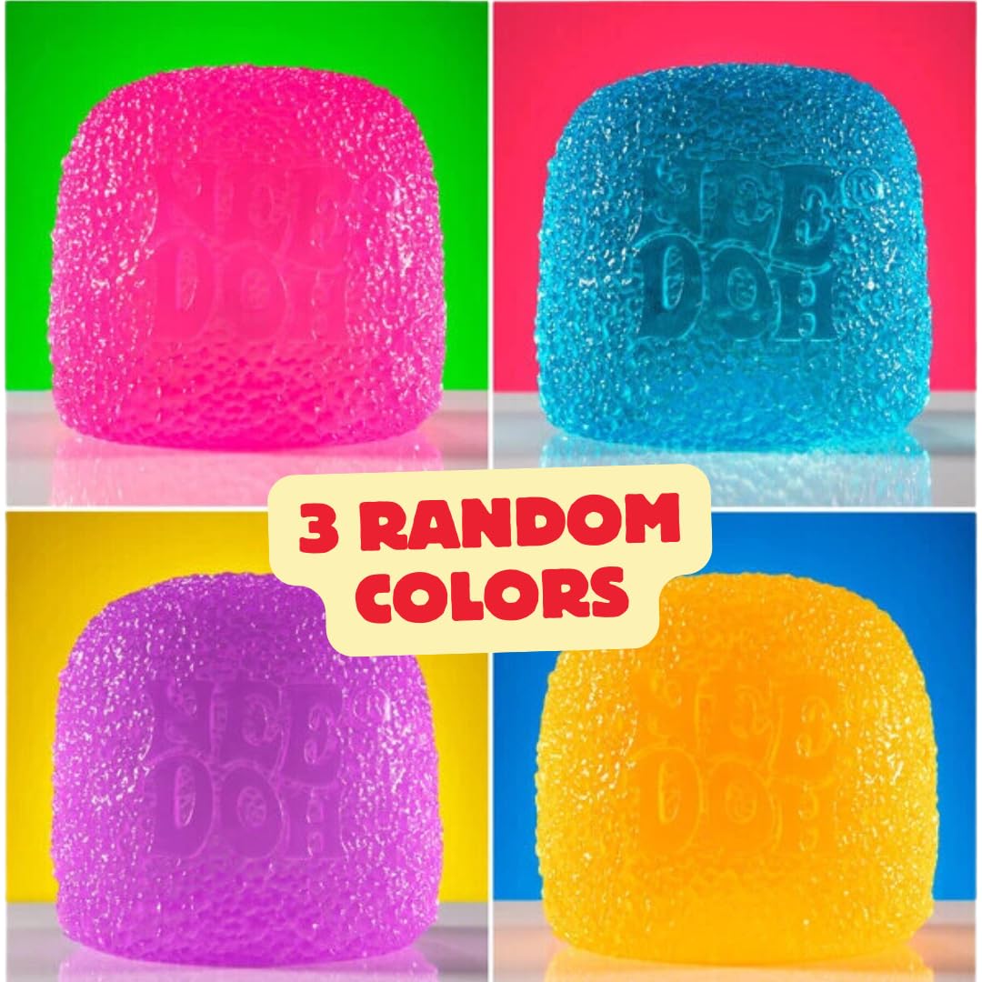 Schylling NeeDoh Gumdrop Textured Sensory Fidget Toy 3 Pack – Neon Colors May Vary