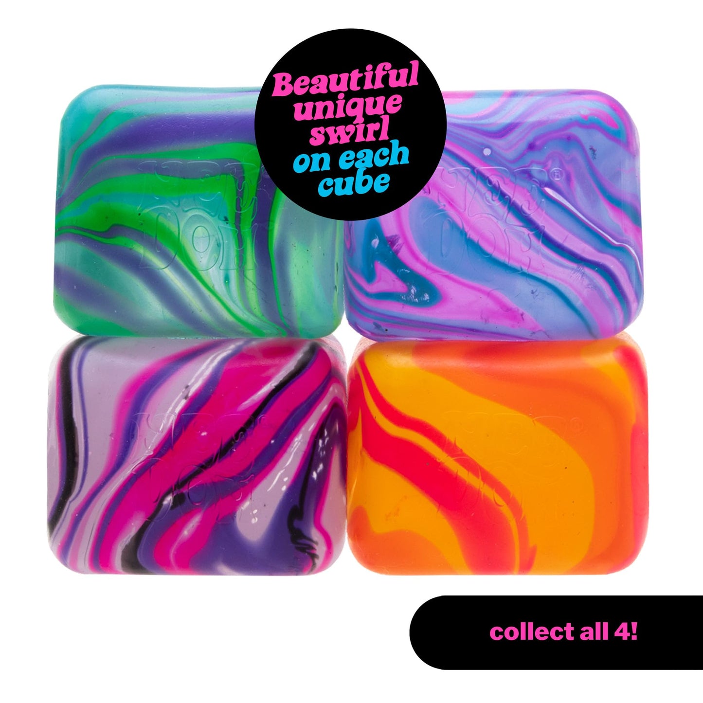 Schylling NeeDoh Nice Cube Swirl – Squeezable Sensory Cube, Blue-Green Swirl, 2.25 Inch Square, Ages 3 and Up