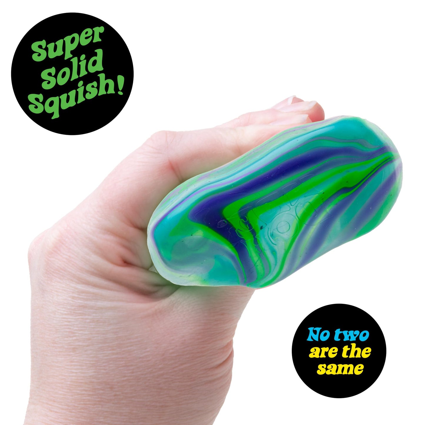 Schylling NeeDoh Nice Cube Swirl – Squeezable Sensory Cube, Blue-Green Swirl, 2.25 Inch Square, Ages 3 and Up