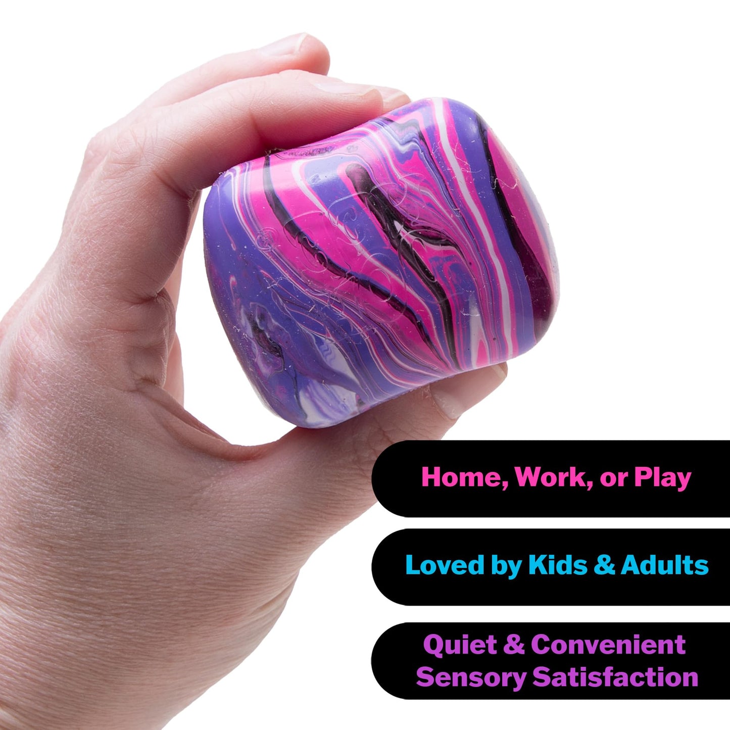 Schylling NeeDoh Nice Cube Swirl – Sensory Fidget Cube (2.25-inch Square, Pink/White/Purple)
