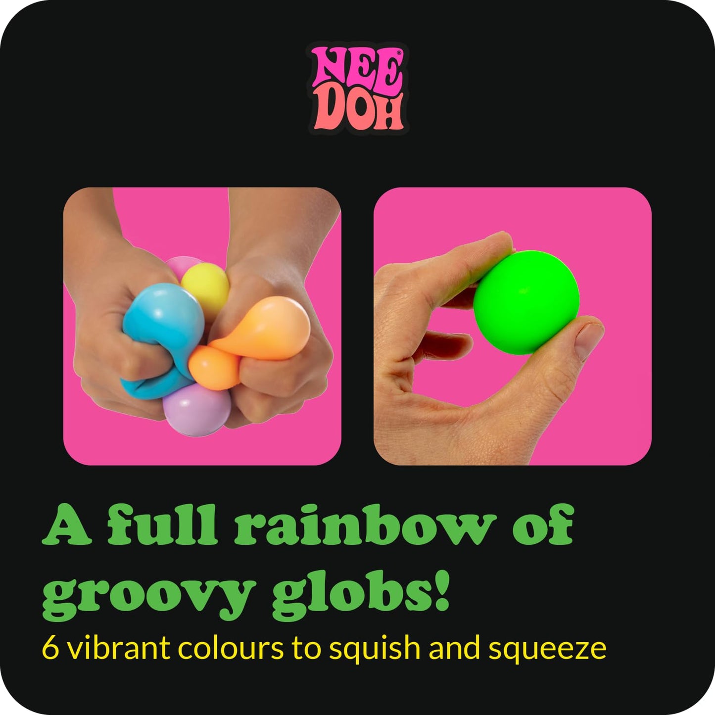 Schylling NeeDoh Rainboh Teenie – 6-Pack Sensory Squeeze Toys, 1.5in Wide, Multicolored