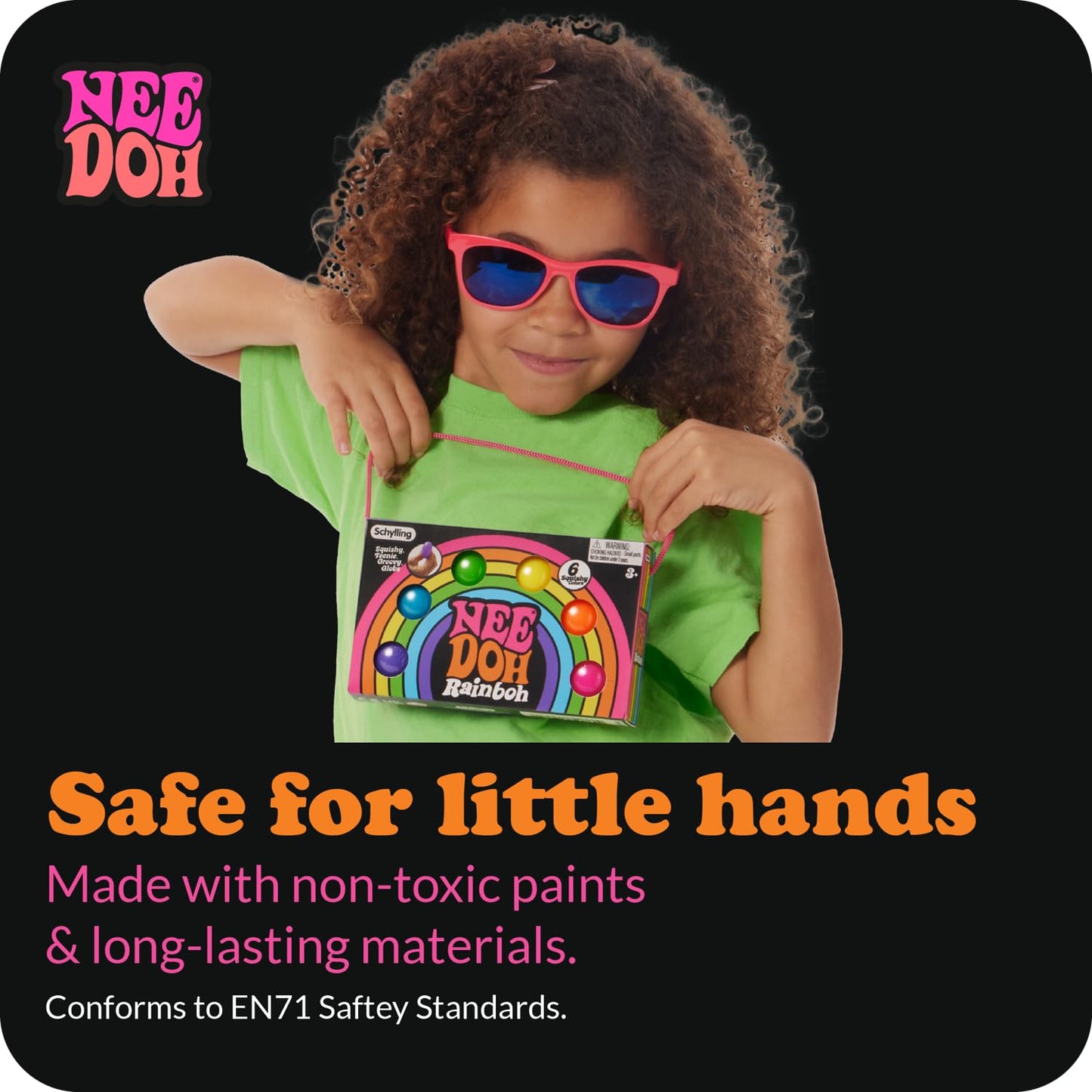 Schylling NeeDoh Rainboh Teenie – 6-Pack Sensory Squeeze Toys, 1.5in Wide, Multicolored