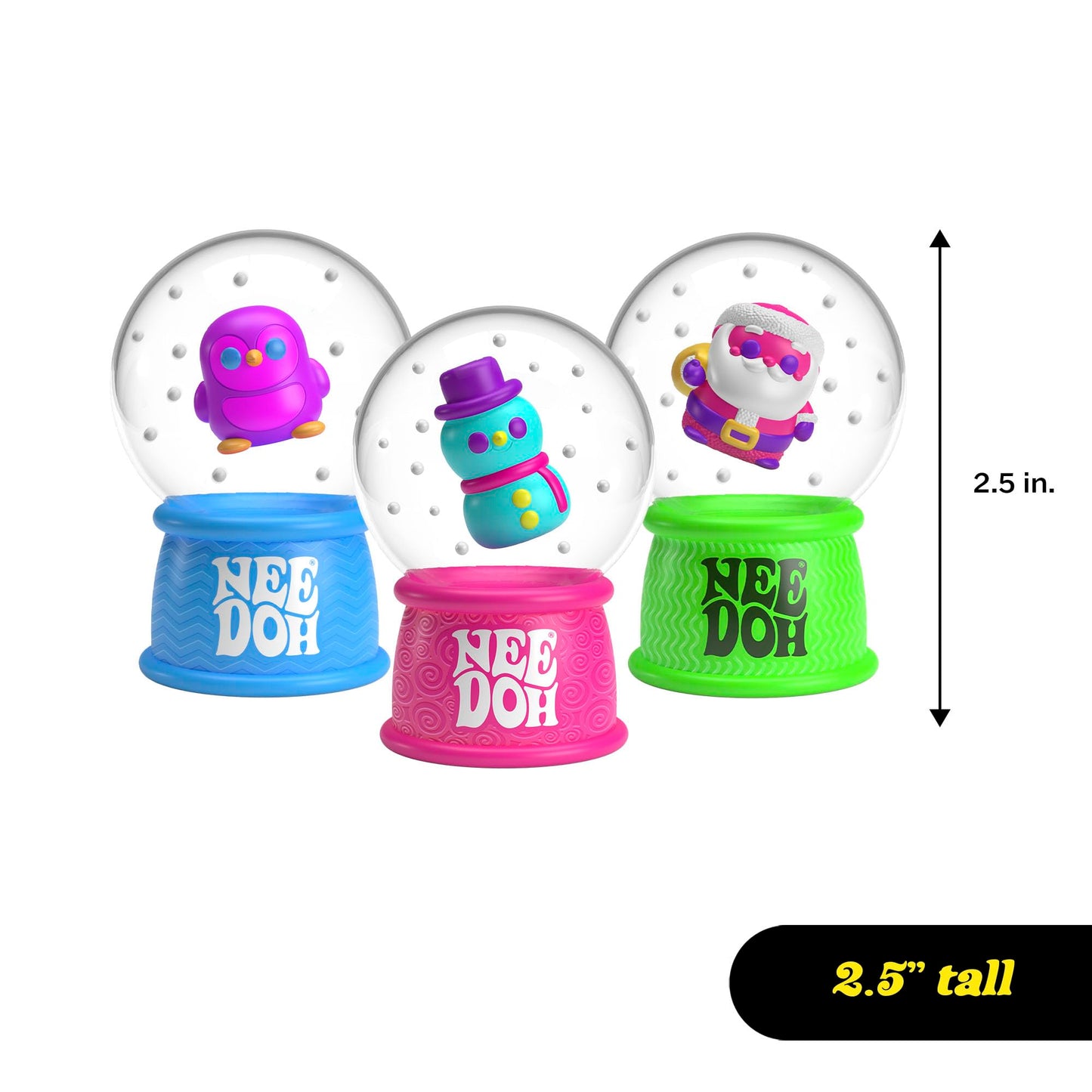 Schylling NeeDoh Squishmas Snow Globes — Squeeze Toy, Assorted Colors, Ages 3+