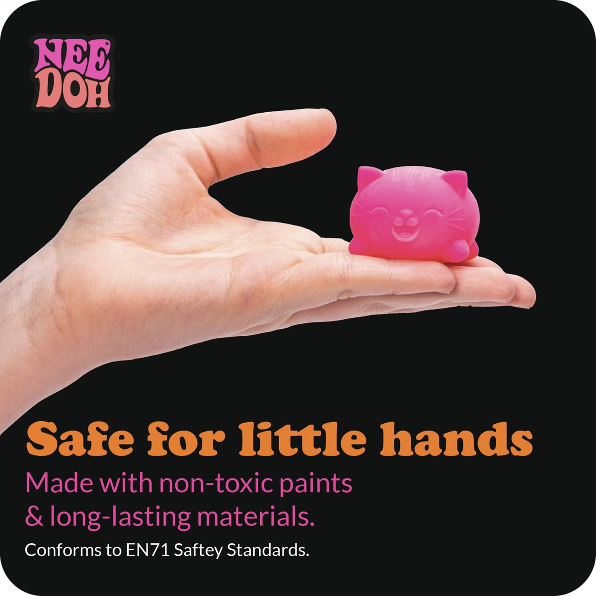 Schylling NeeDoh Teenie Cool Cat – Neon Squeeze Toy (3 Mini Globs)