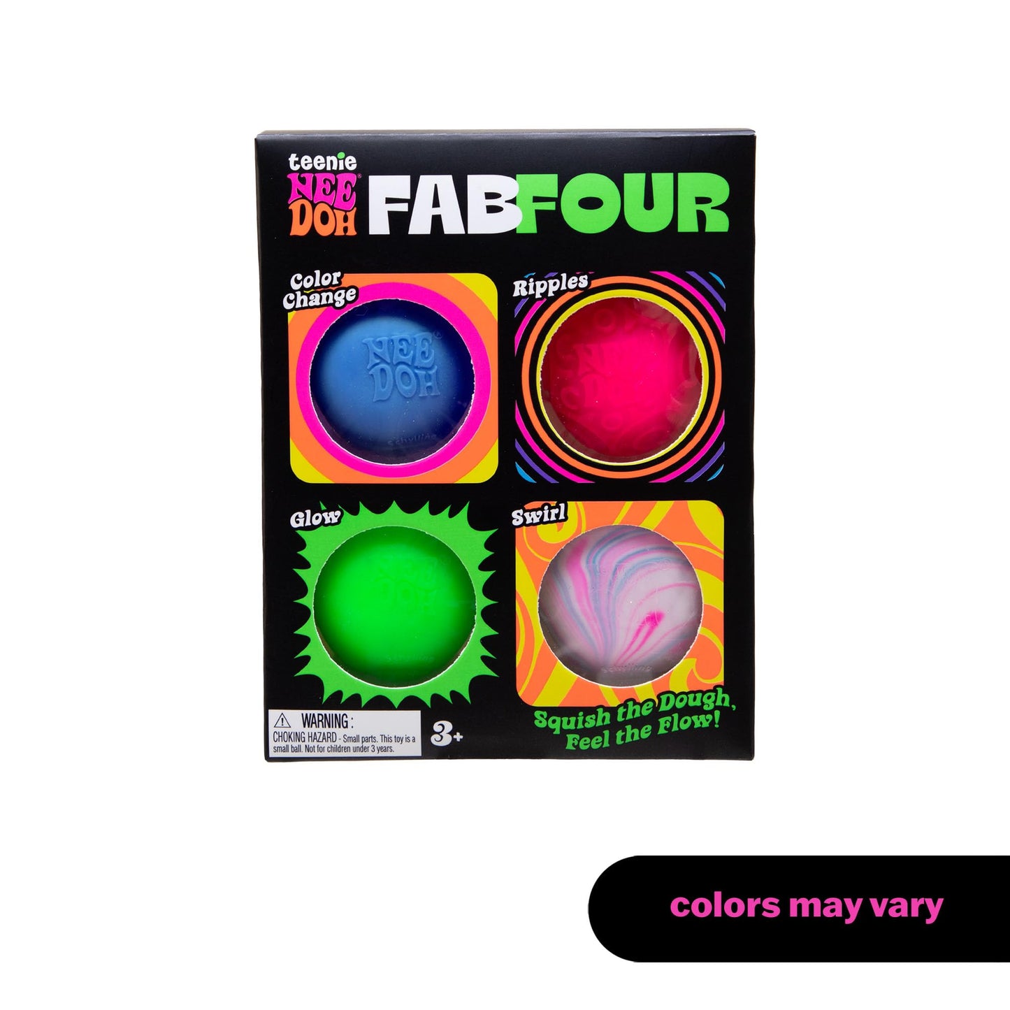 Schylling NeeDoh Teenie Fab Four Pack - 4 Colorful Sensory Squeeze Toys, 1.5-Inch Diameter