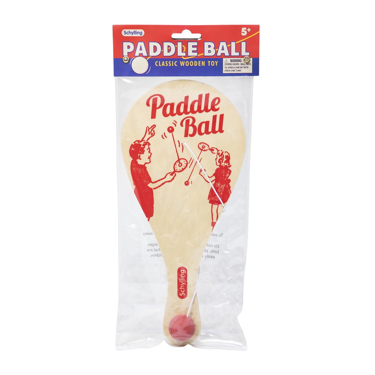 Schylling Paddle Ball – Classic Wood Paddle Game for Ages 5 and Up