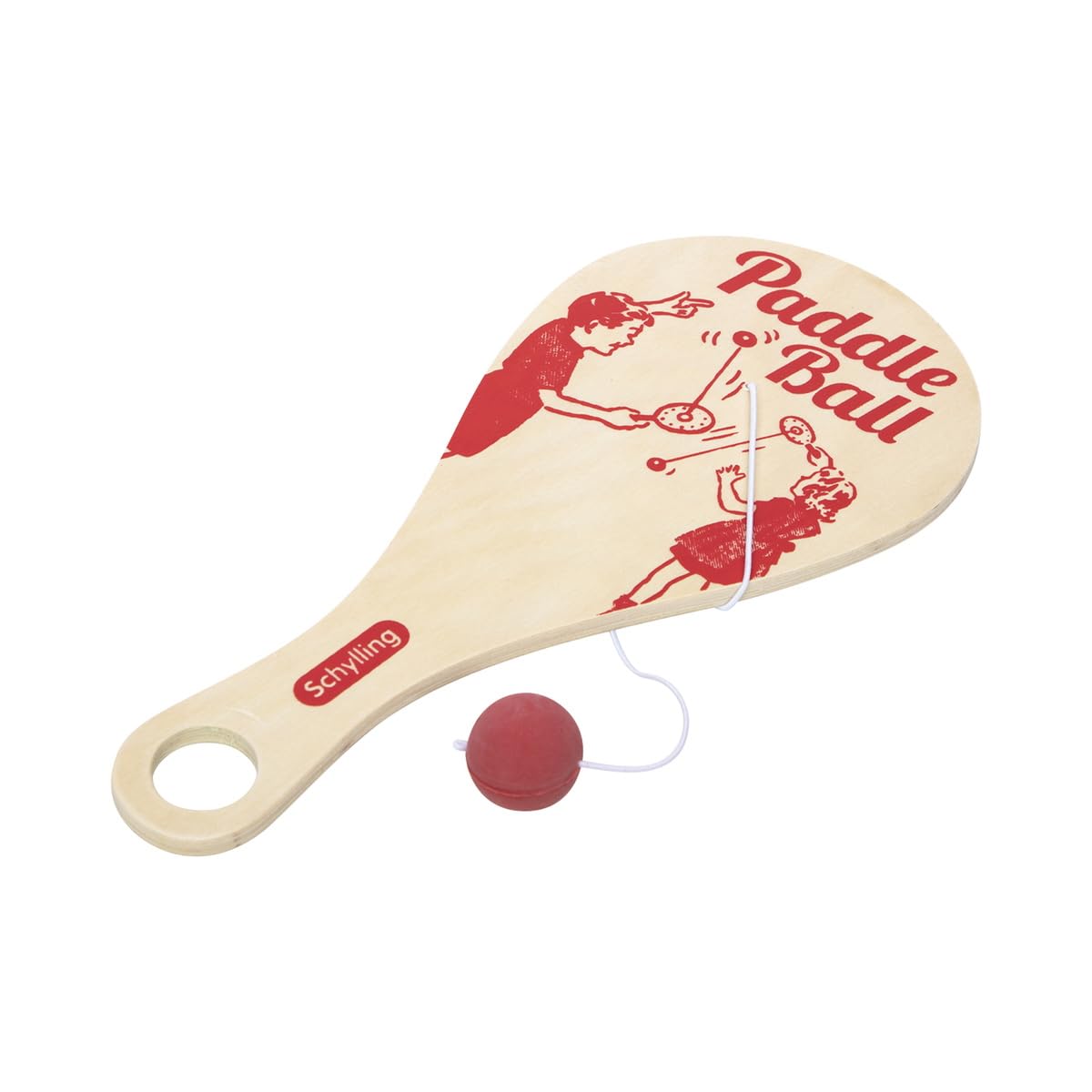 Schylling Paddle Ball – Classic Wood Paddle Game for Ages 5 and Up