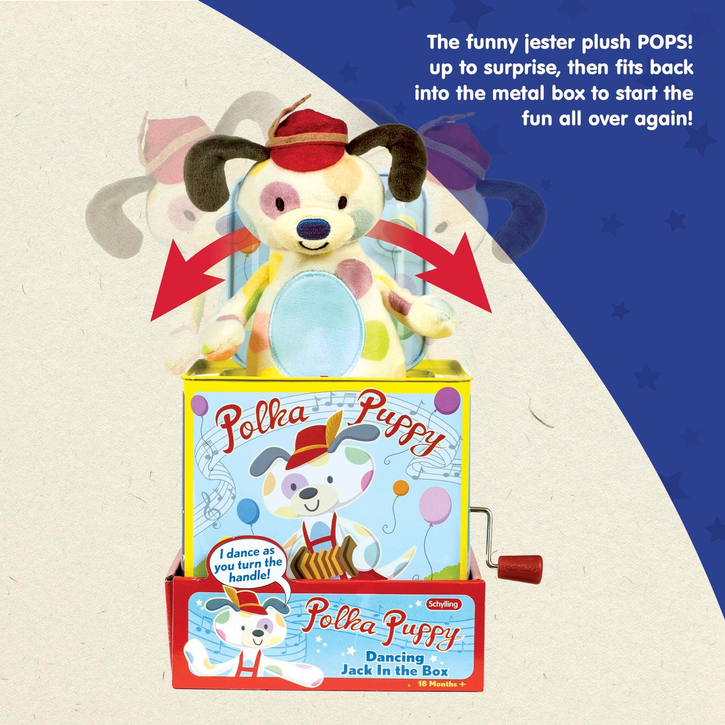 Schylling Polka Puppy Jack in the Box – Classic Musical Toy That Dances