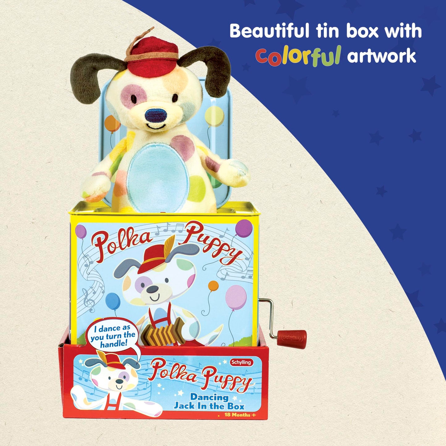 Schylling Polka Puppy Jack in the Box – Classic Musical Toy That Dances
