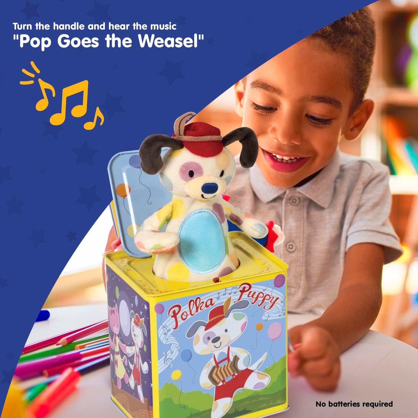 Schylling Polka Puppy Jack in the Box – Classic Musical Toy That Dances
