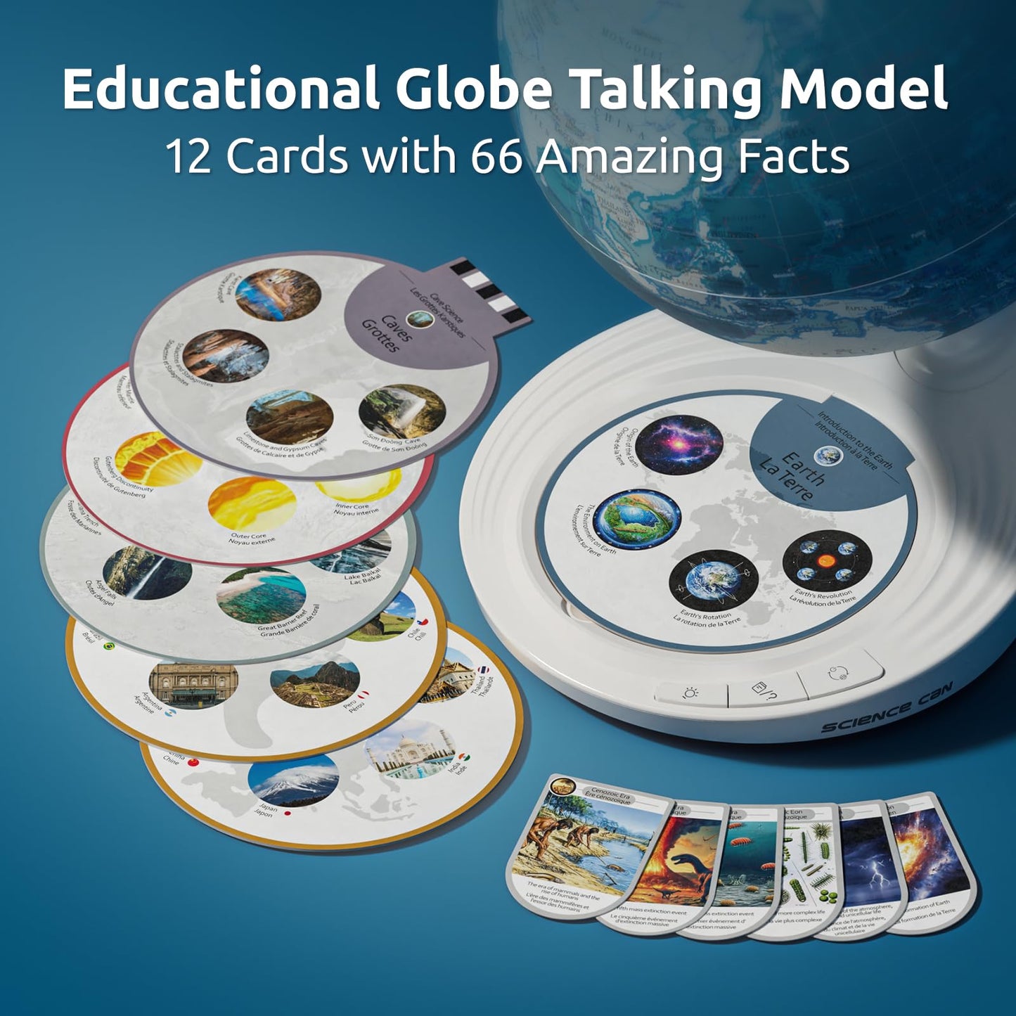 Science Can Openable Globe for Kids | 8-Inch Interactive Globe with Knowledge & Quiz Modes