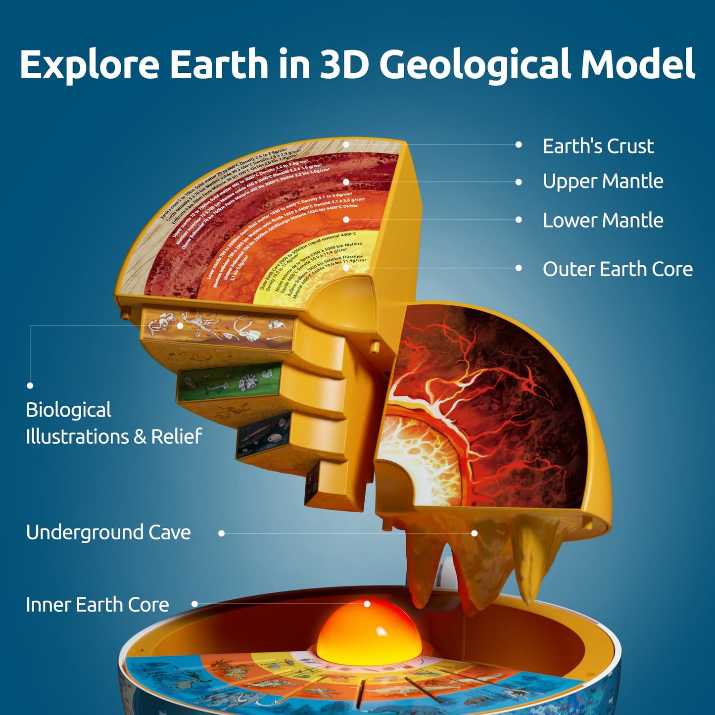 Science Can Openable Globe for Kids | 8-Inch Interactive Globe with Knowledge & Quiz Modes