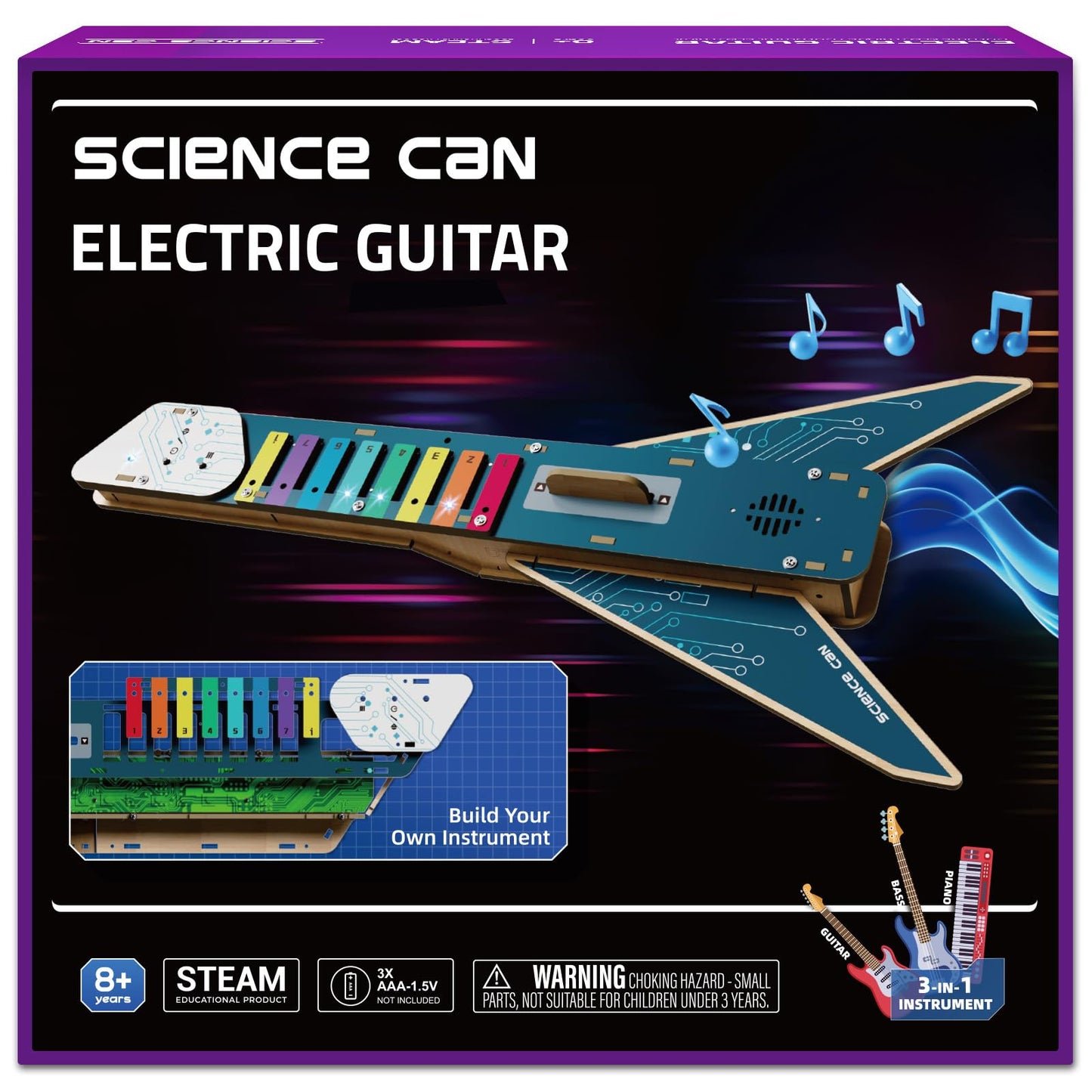 Science Can Science Kit for Kids 8-12 — DIY Electronics Guitar STEM Kit & 3D Wooden Puzzles
