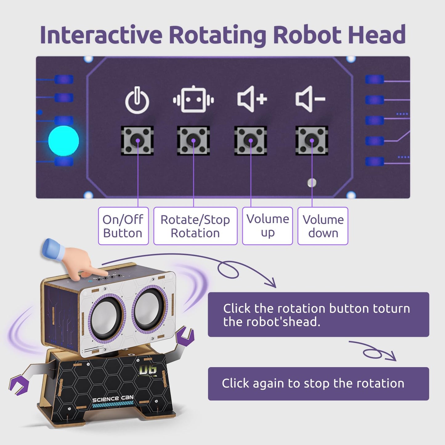 Science Can Stem Toys: DIY Bluetooth Speaker Kit with Rotating Head for Ages 8-13