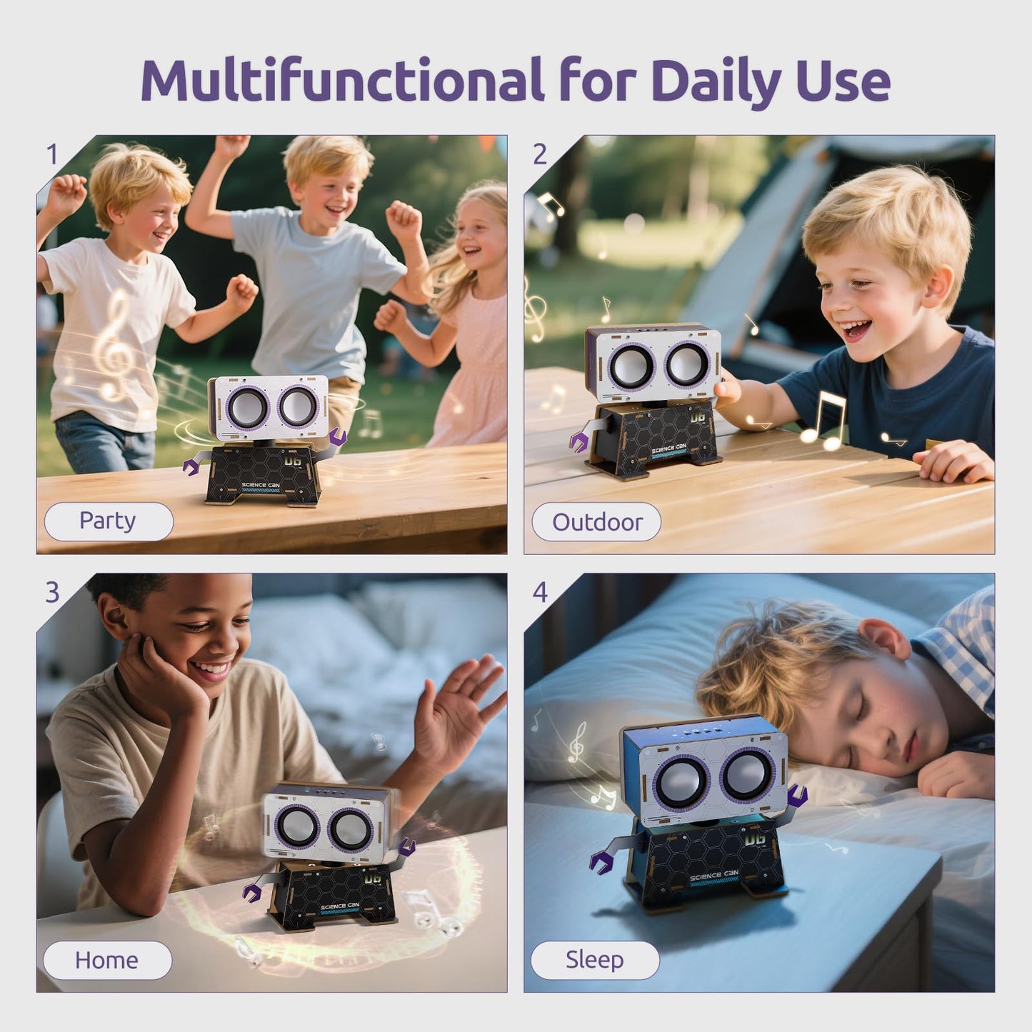 Science Can Stem Toys: DIY Bluetooth Speaker Kit with Rotating Head for Ages 8-13