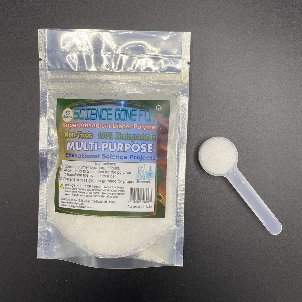 Science Gone Fun 50g Sodium Polyacrylate | Superabsorbent Diaper Polymer for Experiments