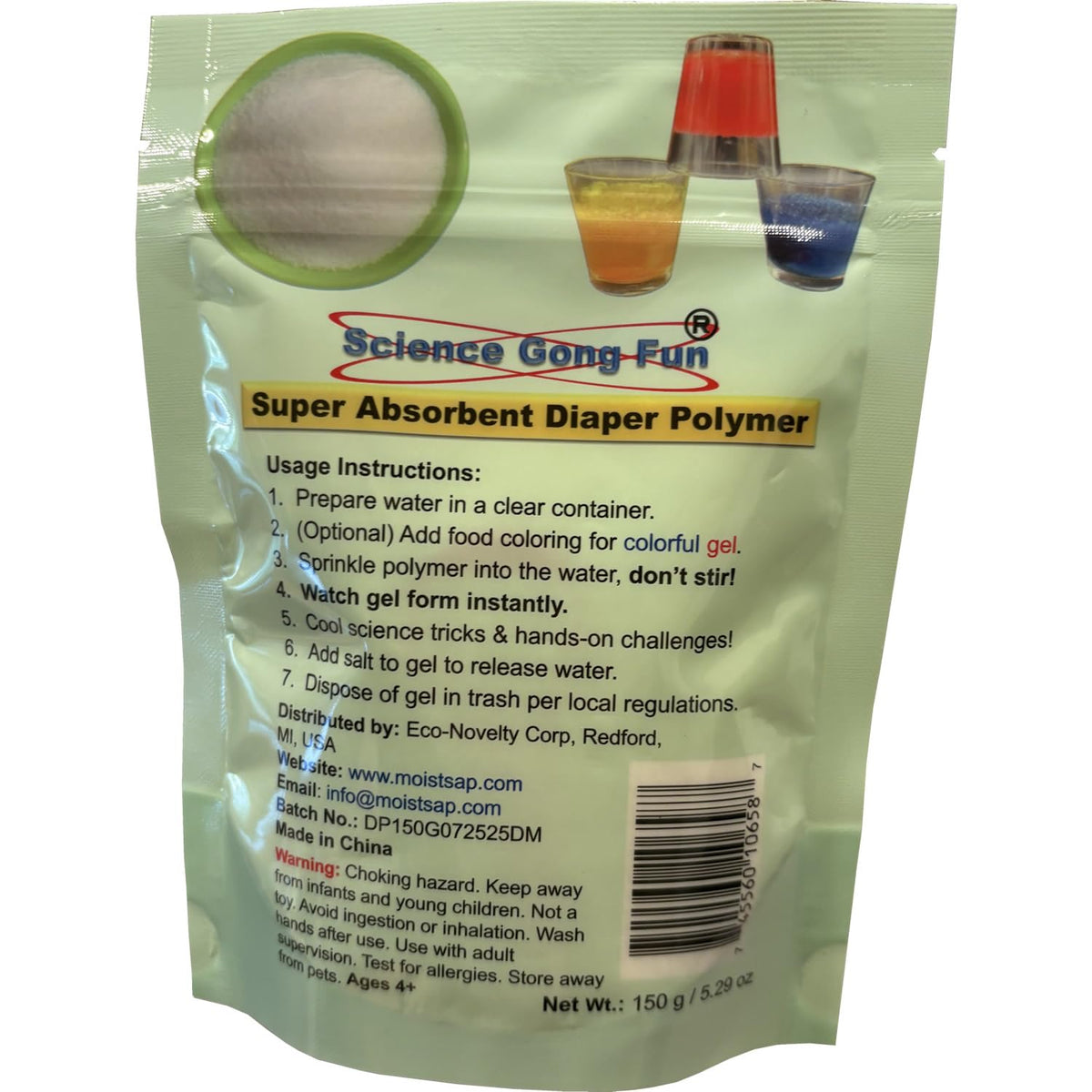 Science Gone Fun 150g Sodium Polyacrylate — Superabsorbent Diaper Polymer