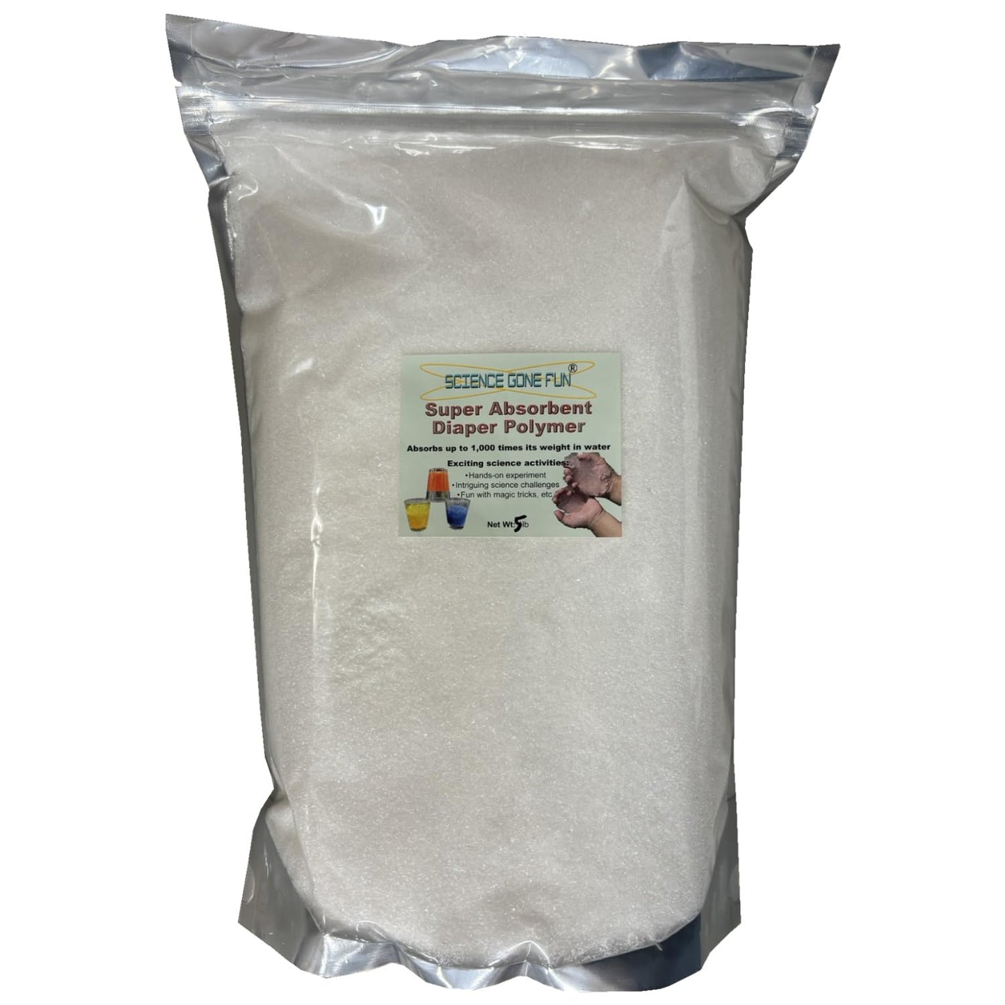 Science Gone Fun: Sodium Polyacrylate 5 lbs — Ultra Absorbent Polymer for Diapers & Classroom Demos