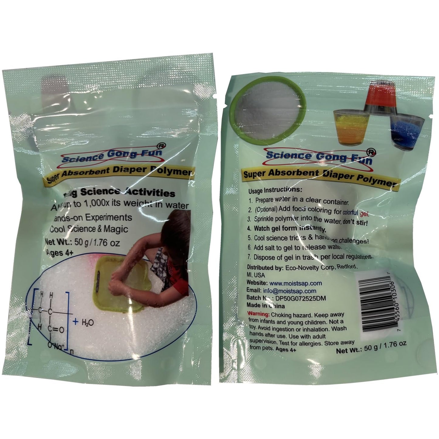 Science Gone Fun 50g Sodium Polyacrylate | Superabsorbent Diaper Polymer for Experiments