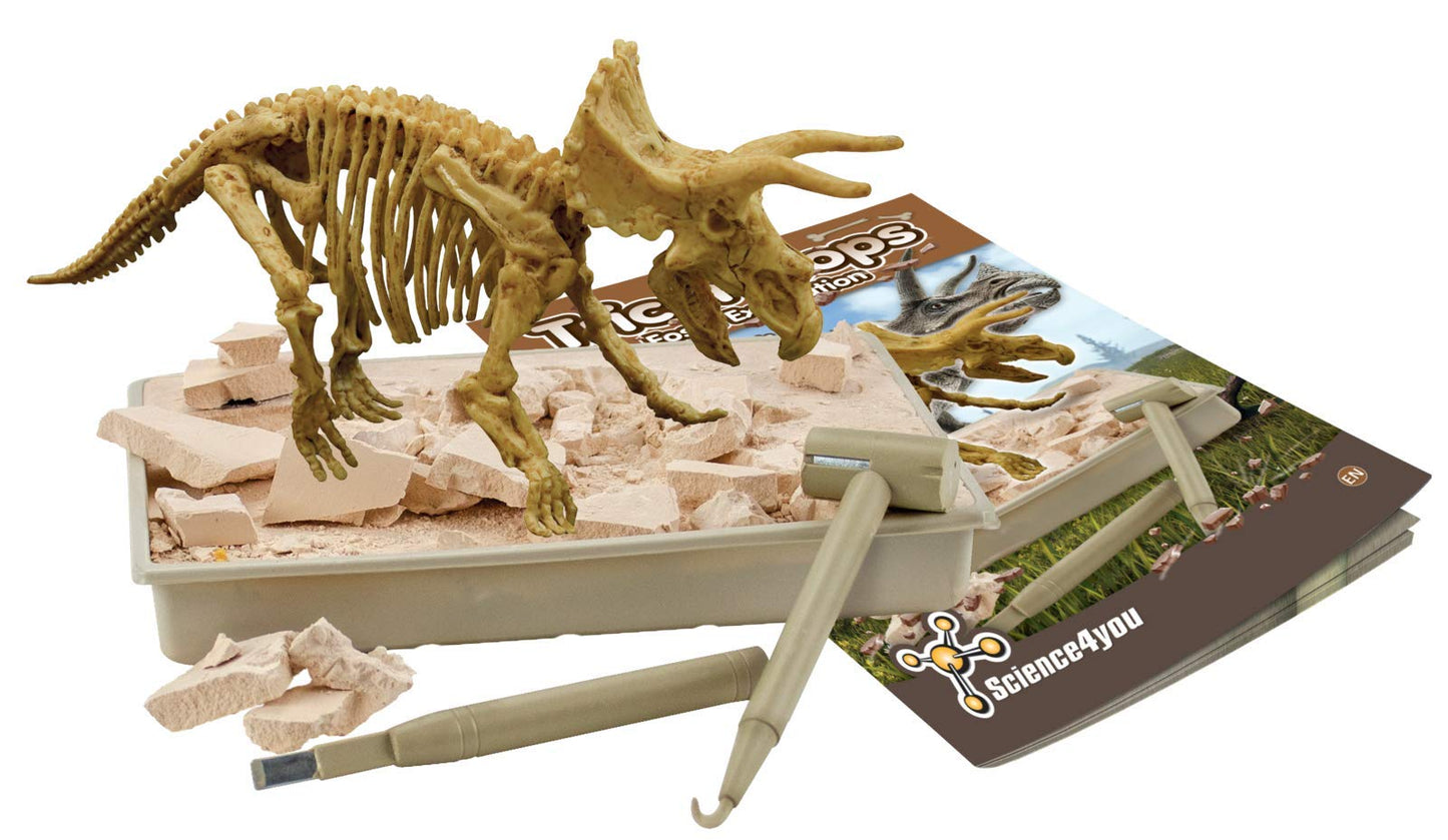 Science4you Triceratops Dinosaur Fossil Dig Kit – Excavate & Assemble 10 Bones