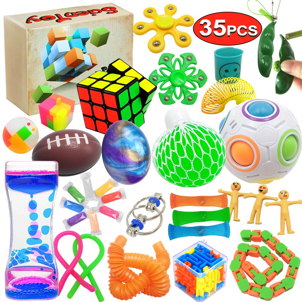 Scientoy Fidget Toy Set – 35 Pcs Sensory Toys for Focus, Anxiety Relief, and Classroom Rewards