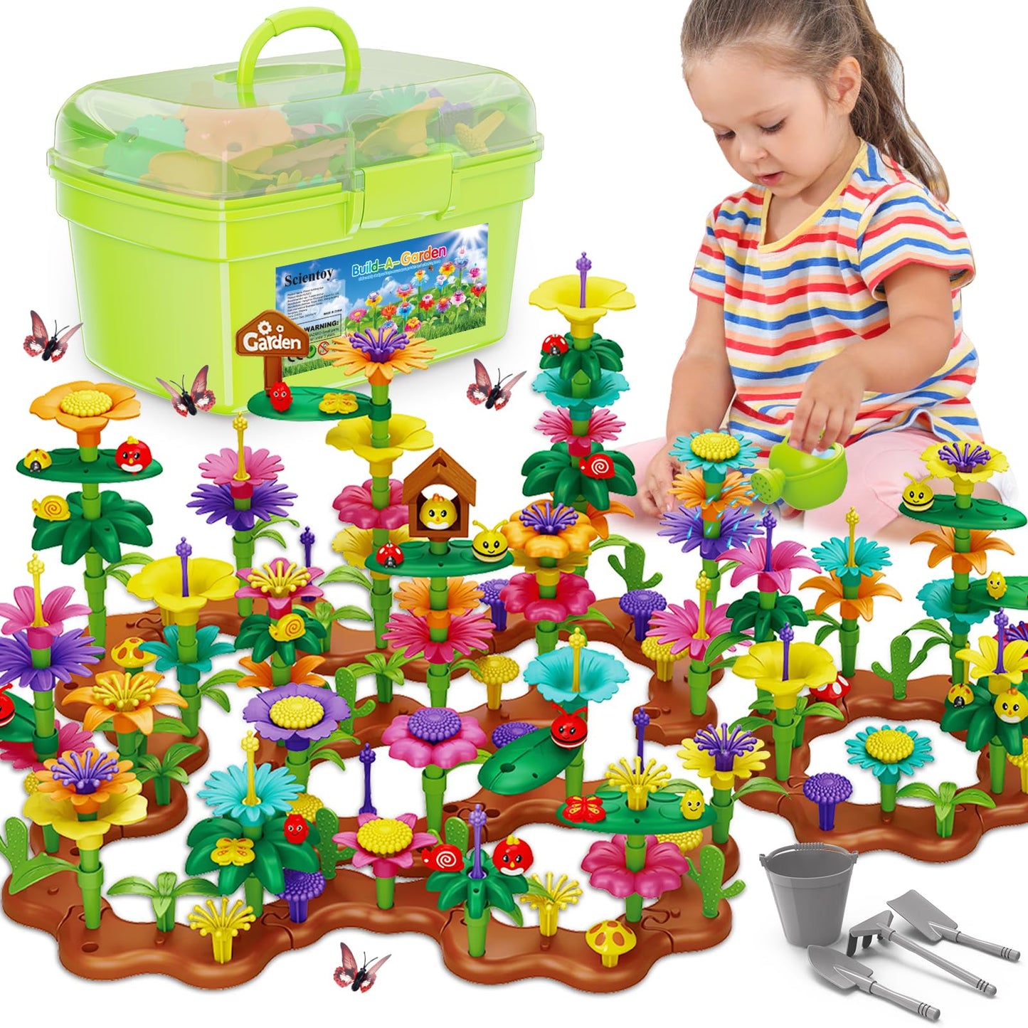 Scientoy Flower Garden Building Toys - 324 PCS for Ages 3-7 | Creative Garden Play