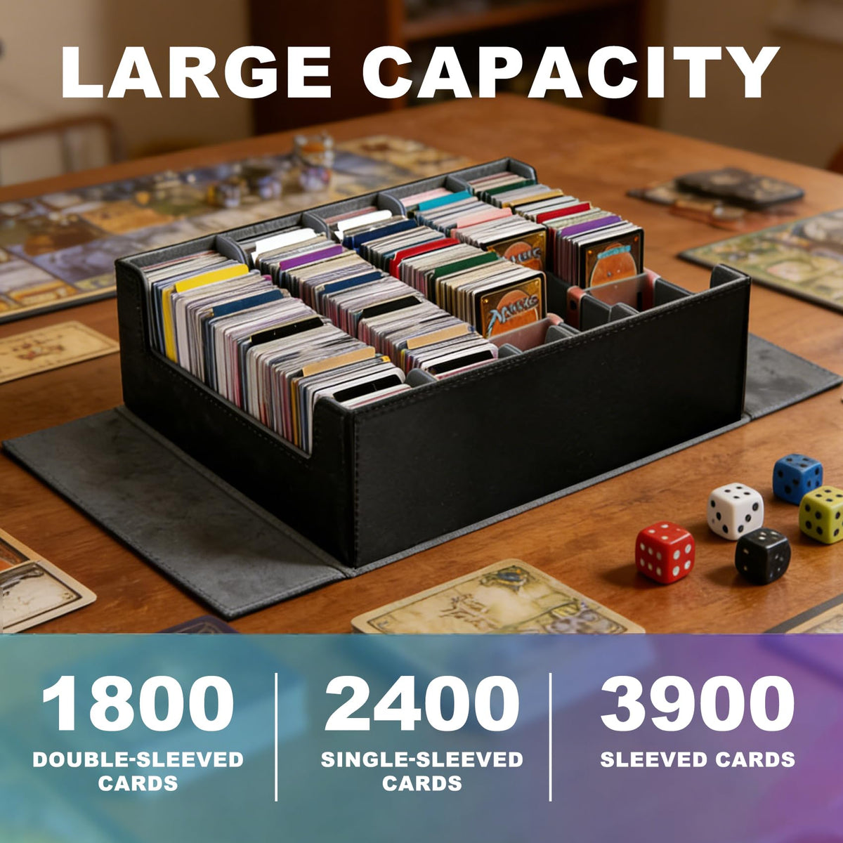Scimi 3900+ Card Storage Vault — 5-Row Heavy-Duty Carrier, 1800+ Double-Sleeved Cards