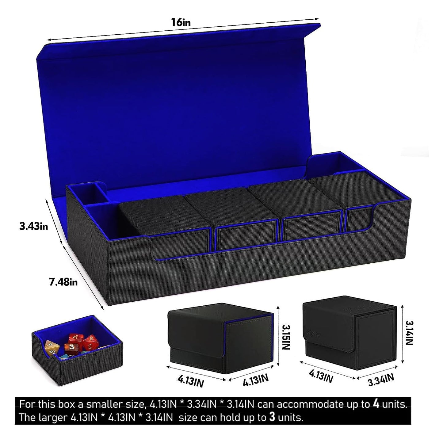 Scimi Premium Trading Card Storage Case – Holds 800+ Sleeved Cards with Magnetic Closure (Black/Blue)