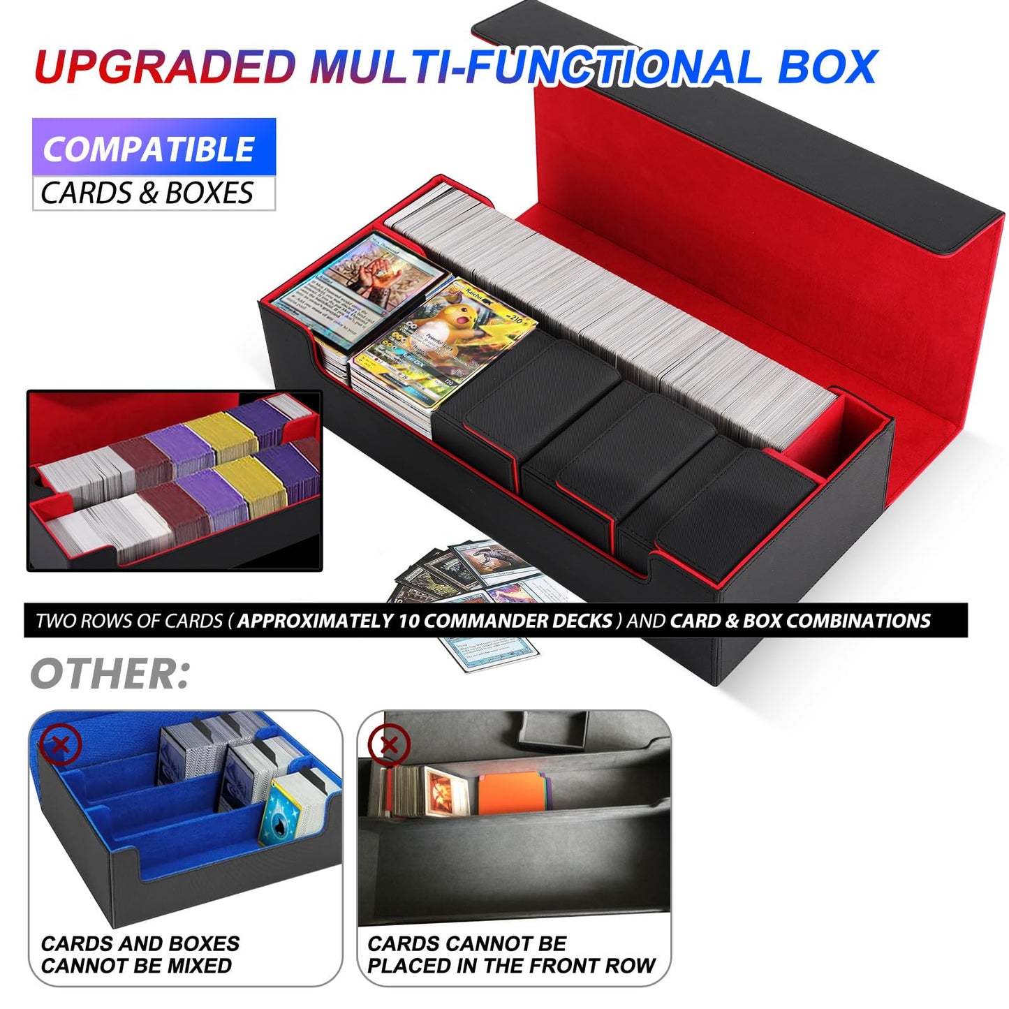 Scimi XXL Trading Card Storage Case – Holds 1800+ Sleeved Cards, Magnetic Closure (Black & Red)