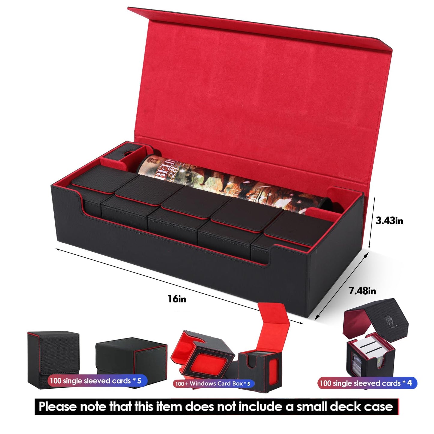 Scimi XXL Trading Card Storage Case – Holds 1800+ Sleeved Cards, Magnetic Closure (Black & Red)